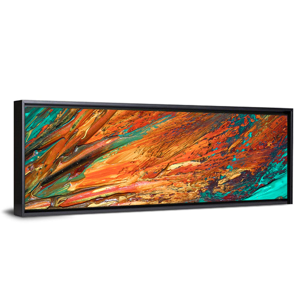 Flowing River Abstract in Orange and Teal Wall Art