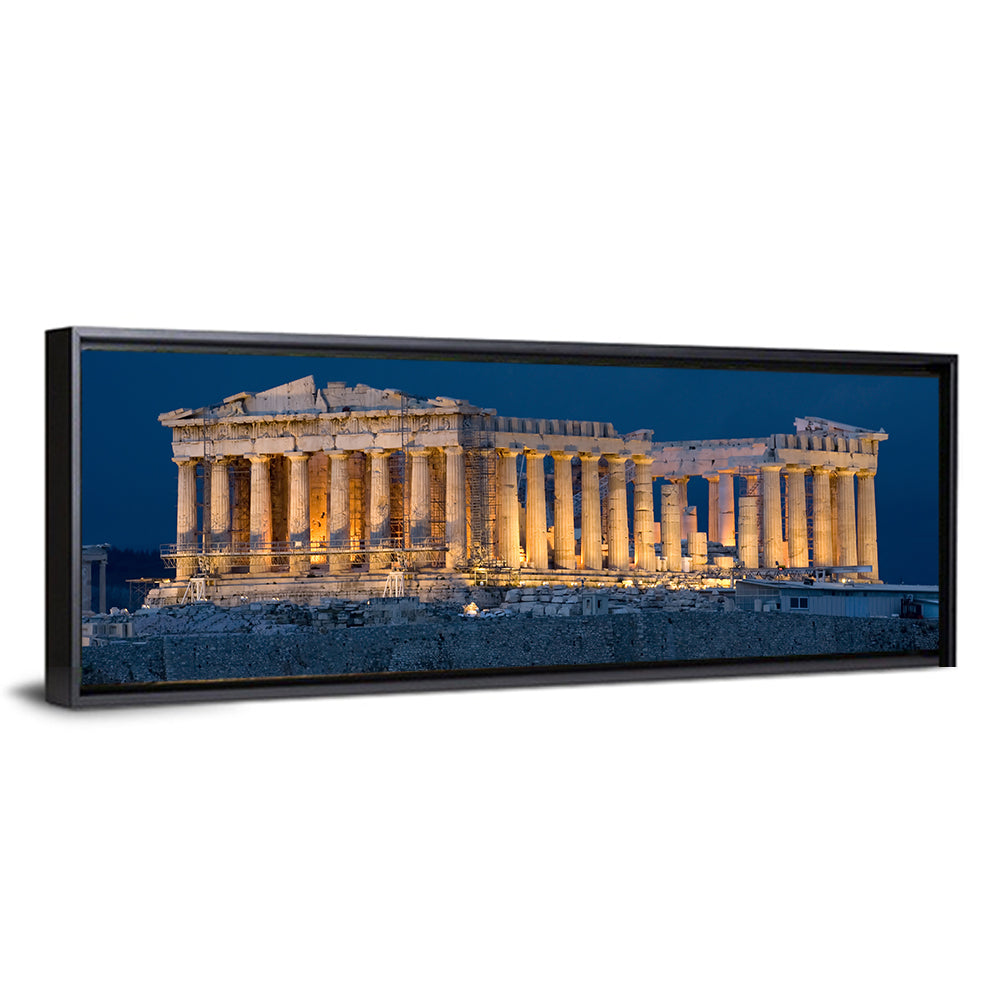 Illuminated Parthenon at Night Wall Art