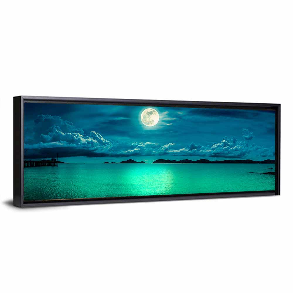 Moonlit Pier Seascape Wall Art