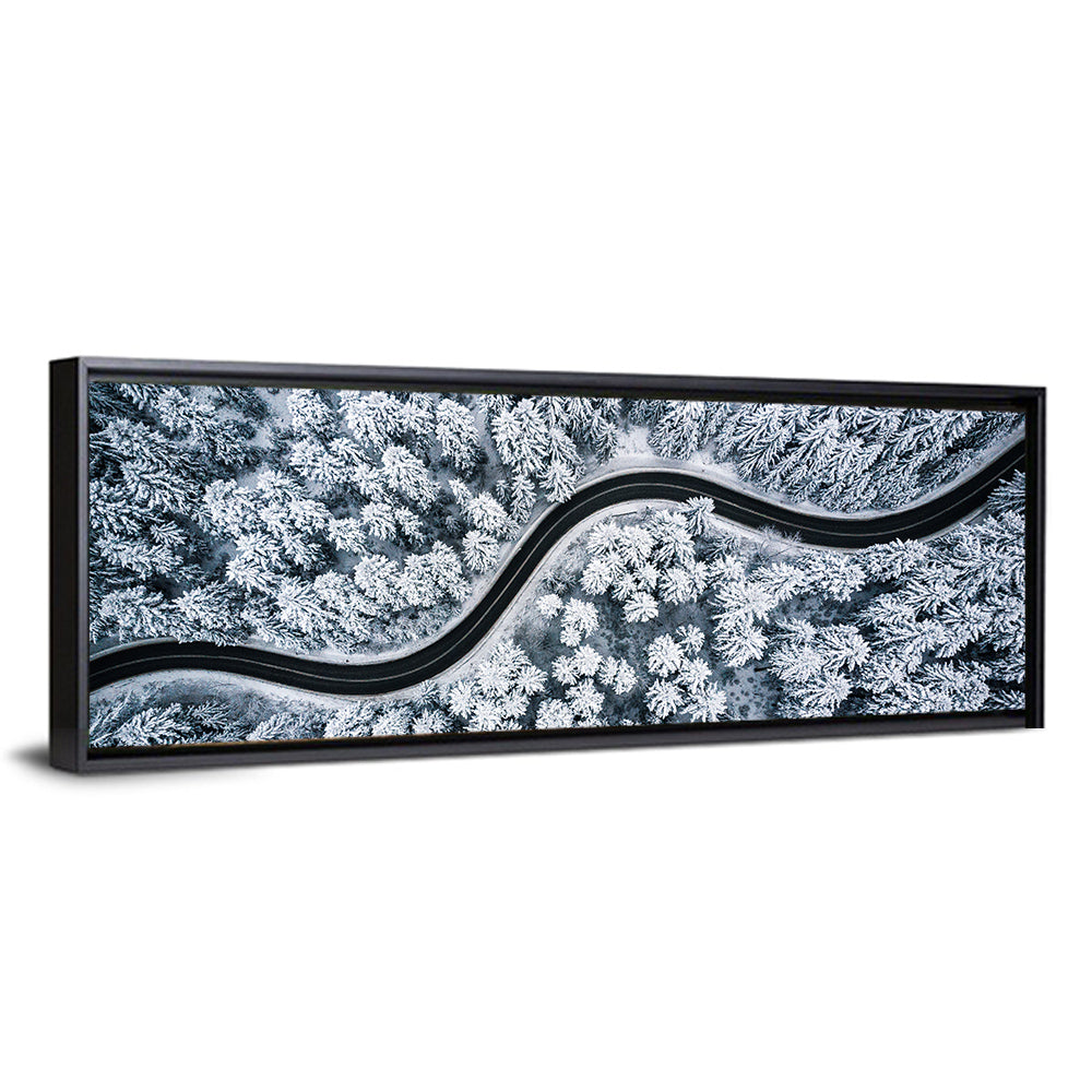 S-curve Winter Forest Road Wall Art