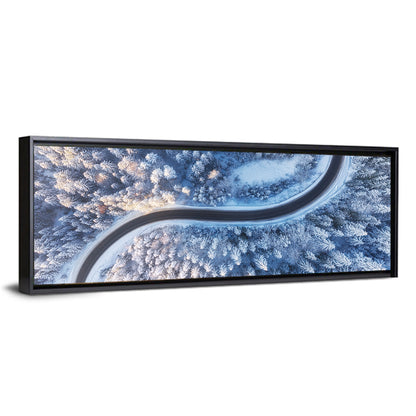 Winding Snow-covered Forest Road Wall Art