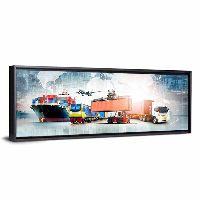 Global Logistics Fleet Lineup Wall Art as a framed canvas