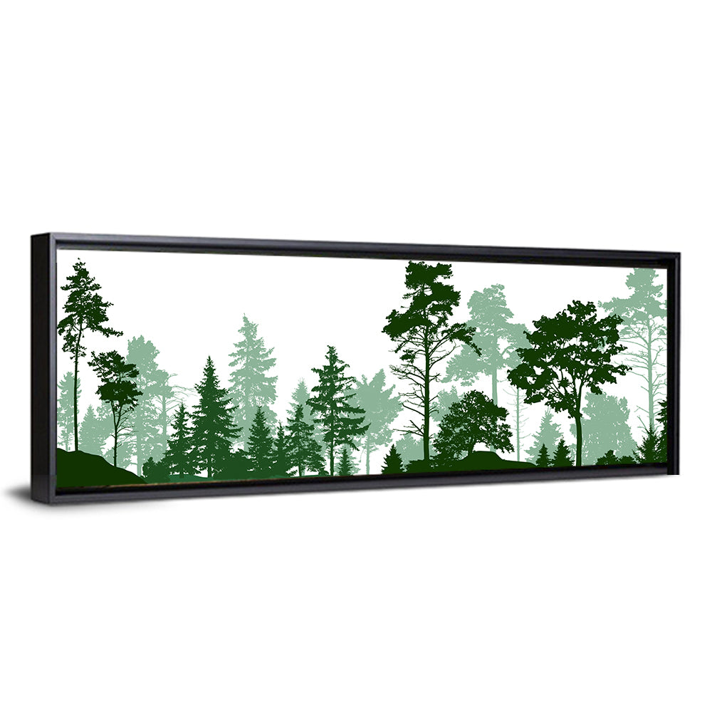 Layered Green Forest Silhouette Wall Art