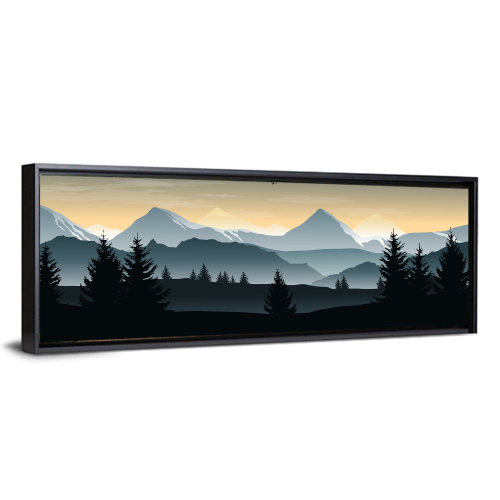 Misty Hills Sunset Silhouette Wall Art