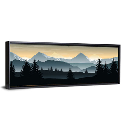 Misty Hills Sunset Silhouette Wall Art