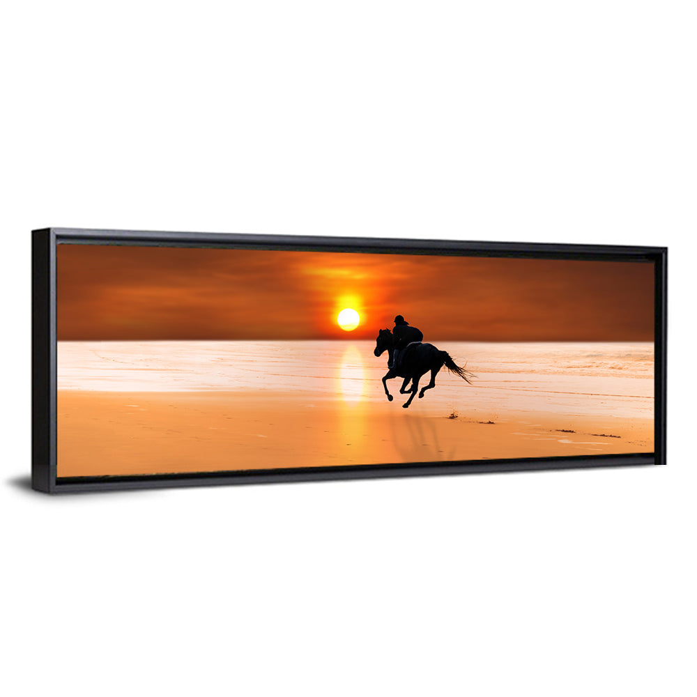 Horse and Rider at Sunset Wall Art