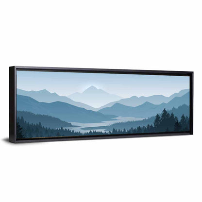 Misty Mountain Lake Silhouette Wall Art