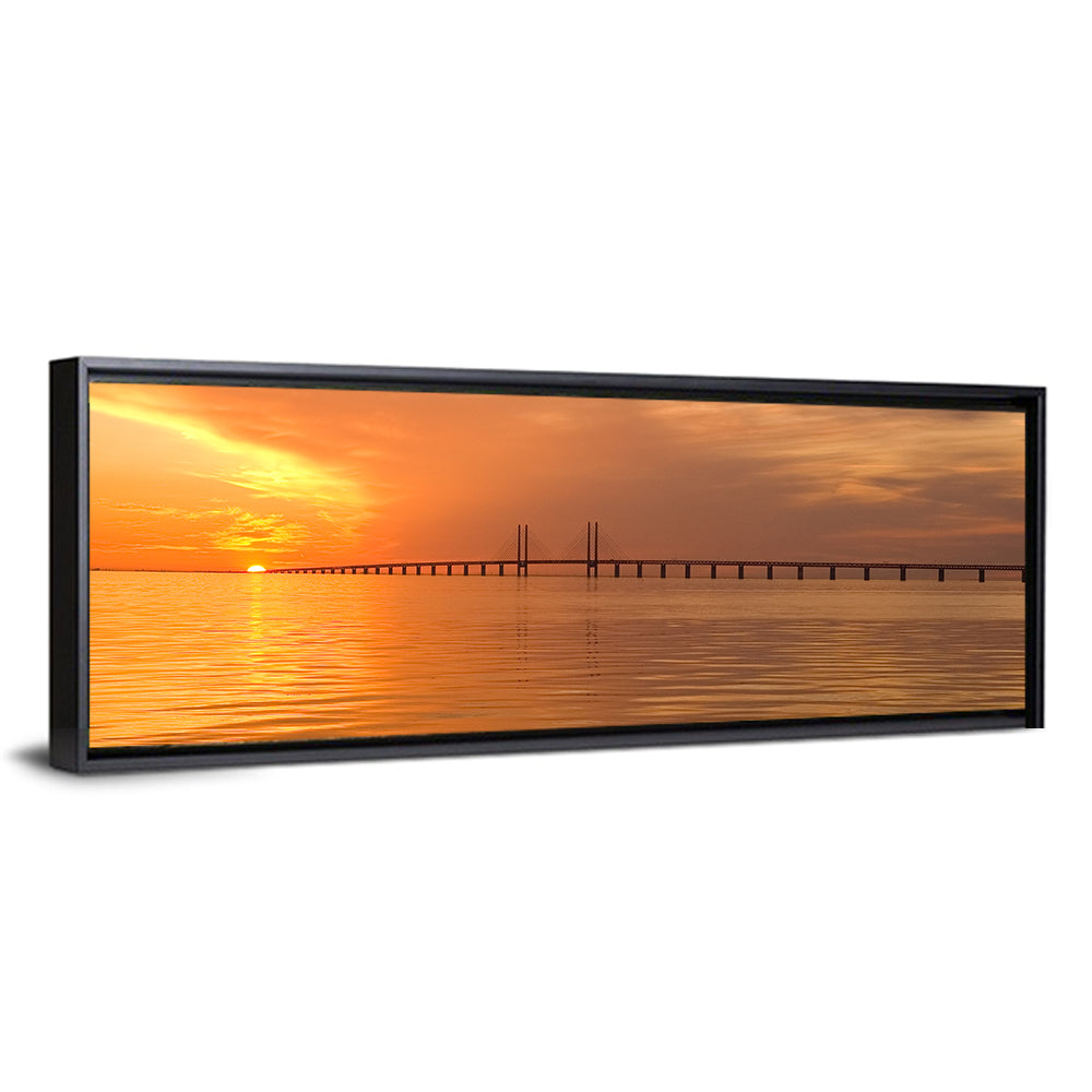 Øresund Bridge in Golden Light Wall Art