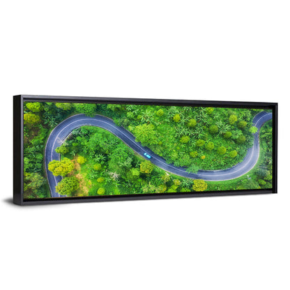 Blue Car on Summer Forest Road Wall Art