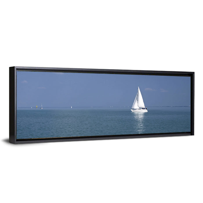 Sailboat on Lake Balaton Wall Art as a framed canvas