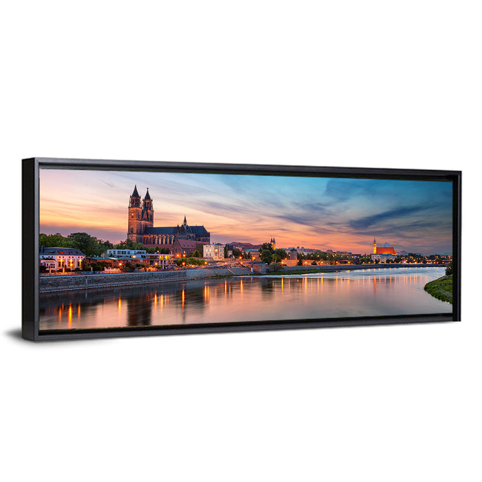 Magdeburg Cathedral at Dusk Wall Art as a framed canvas