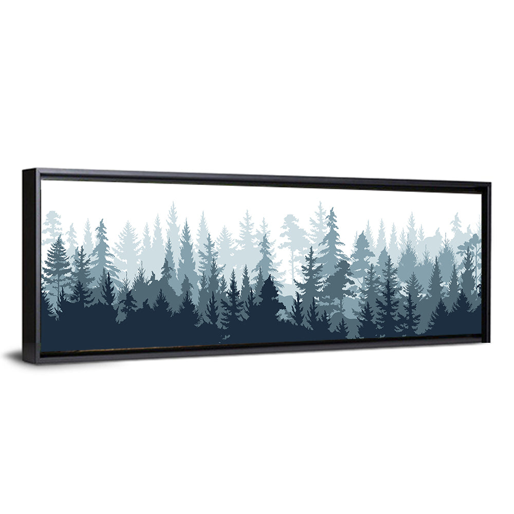 Misty Blue Pine Silhouette Wall Art