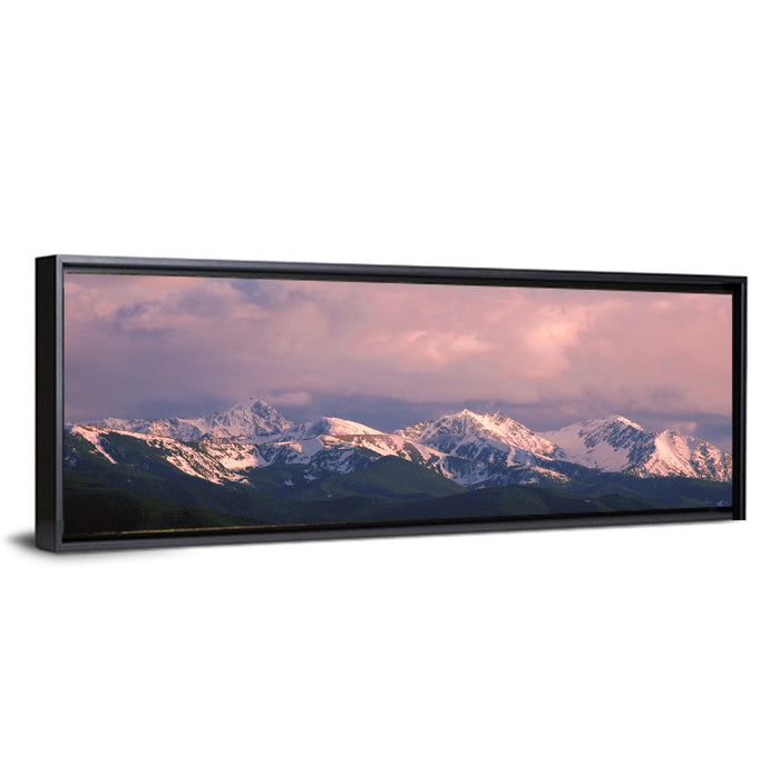 Spanish Peaks Alpenglow Montana Wall Art as a framed canvas