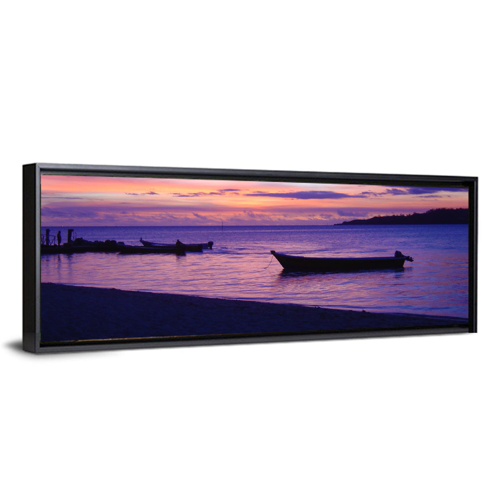 Malolo Island Sunset with Moored Boats Wall Art