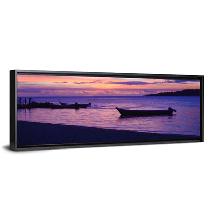 Malolo Island Sunset with Moored Boats Wall Art
