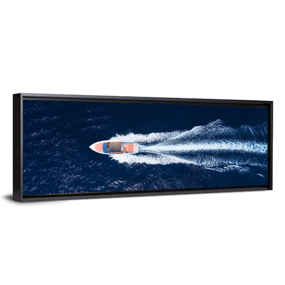 Sleek Speedboat Over Navy Sea Wall Art