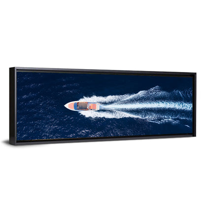 Sleek Speedboat Over Navy Sea Wall Art