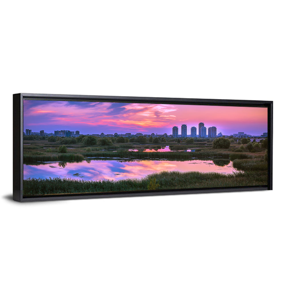 Vacaresti Park Sunset Reflection Wall Art