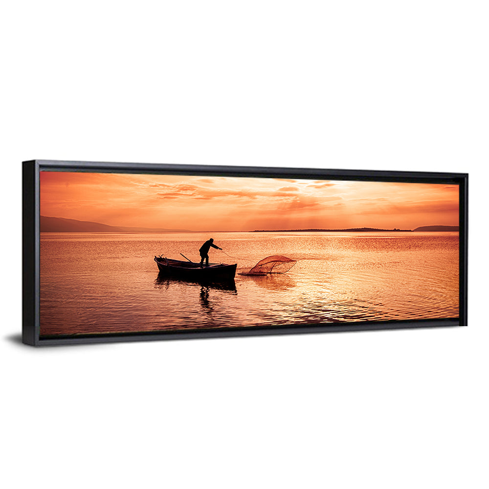 Uluabat Lake Fisherman at Dusk Wall Art