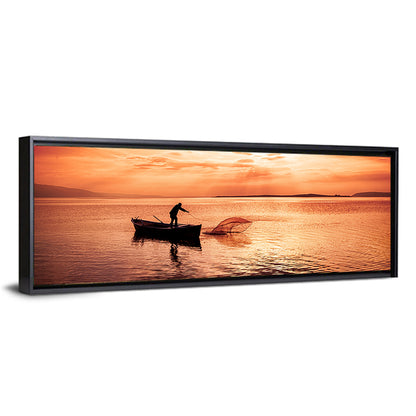 Uluabat Lake Fisherman at Dusk Wall Art