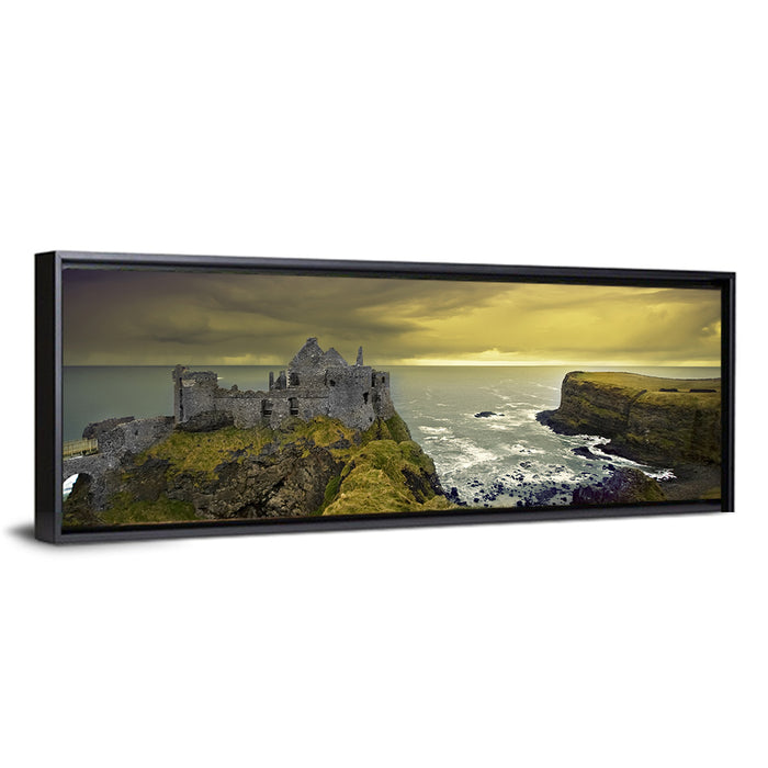 Dunluce Castle Ruins Wall Art as a framed canvas