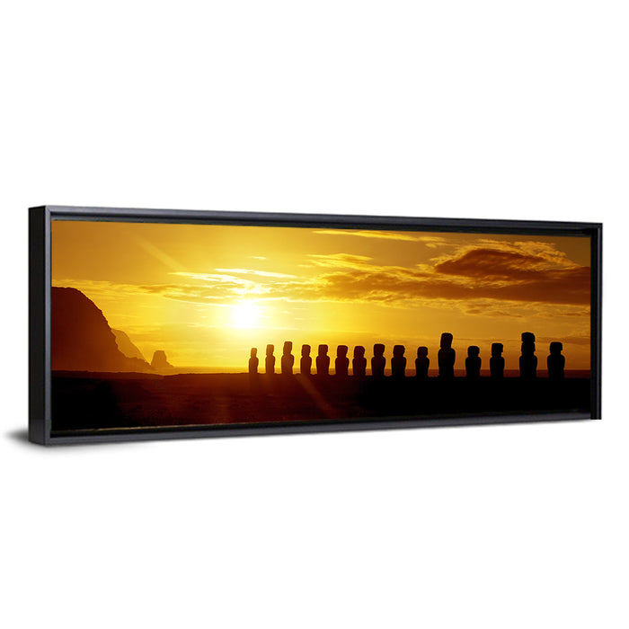 Easter Island Moai at Sunset Wall Art as a framed canvas