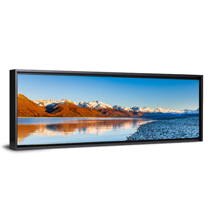 Lake Pukaki Sunset Reflection Wall Art as a framed canvas
