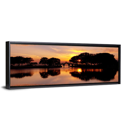 Tranquility Bridge at Sunset Wall Art