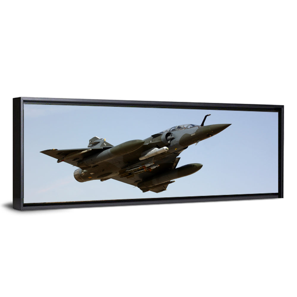 Camouflaged Fighter Jet in Flight Wall Art