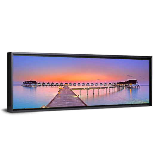 Maldives Boardwalk at Sunset Wall Art