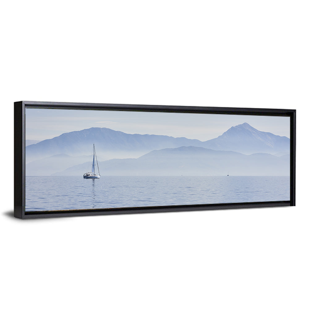 Sailboat and Misty Mountains Wall Art