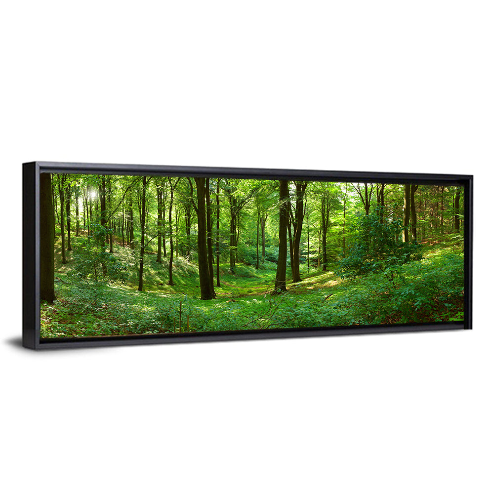 Sunlit Green Woodland Wall Art
