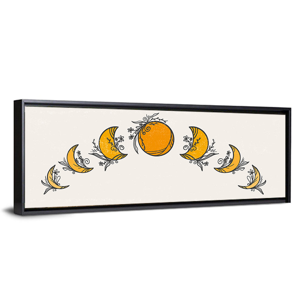 Moon Phases Floral Illustration Wall Art