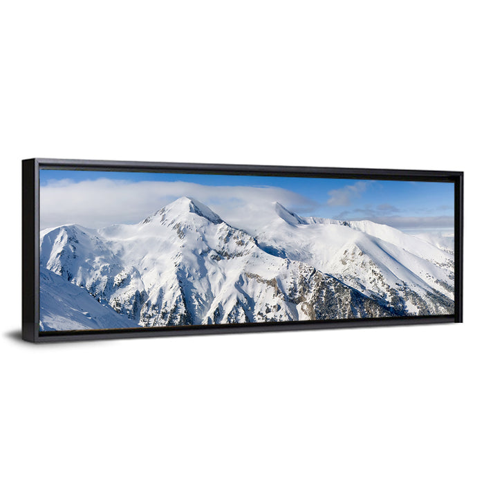 Bansko Snow-capped Peaks Wall Art as a framed canvas