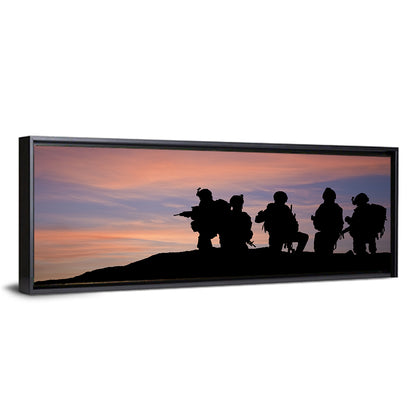 Soldiers Silhouetted at Sunset Wall Art