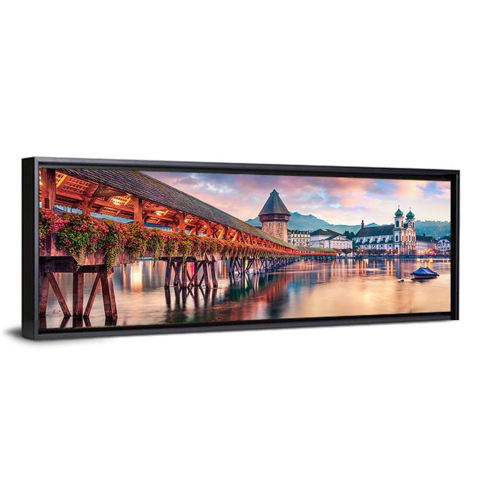 Chapel Bridge, Lucerne Wall Art as a framed canvas