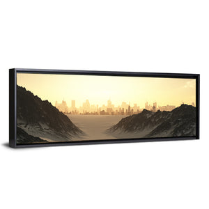 Futuristic City Sunset Wall Art