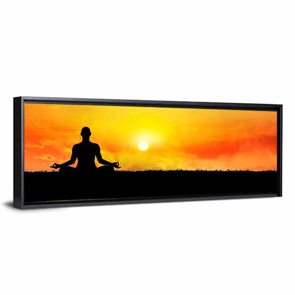 Sunset Yoga Meditation Silhouette Wall Art