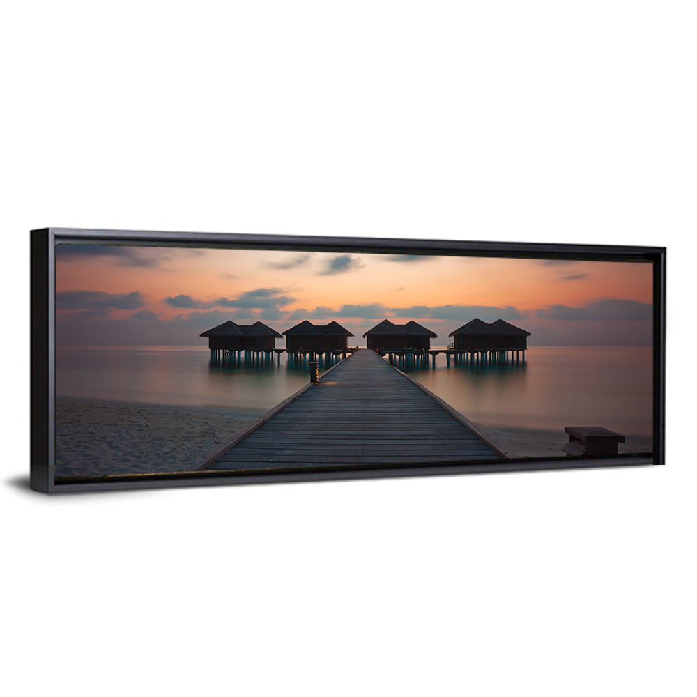 Overwater Bungalows at Sunset Wall Art