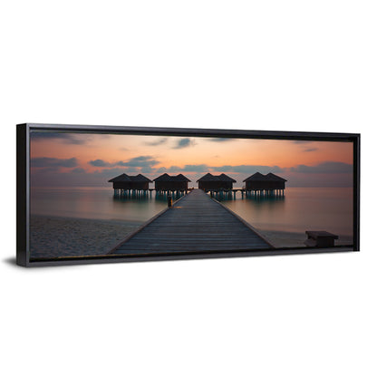 Overwater Bungalows at Sunset Wall Art
