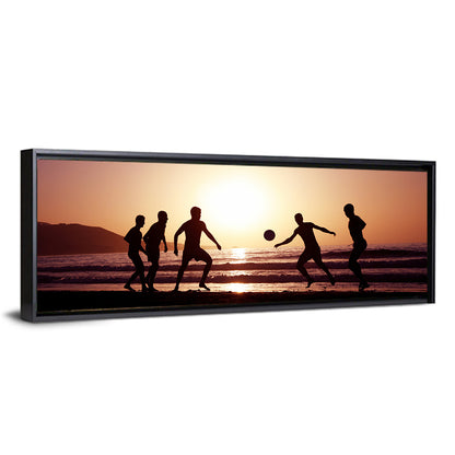 Beach Football at Sunset Wall Art