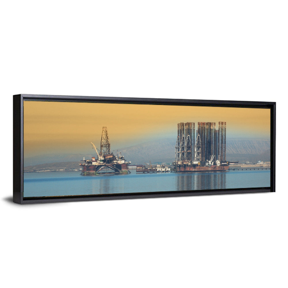 Baku Oil Rigs at Dusk Wall Art