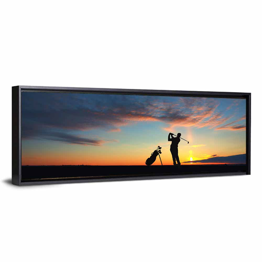 Sunset Golfer Silhouette Wall Art