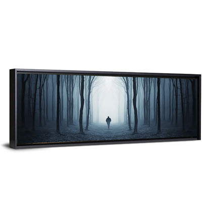 Lone Figure in Misty Forest Wall Art