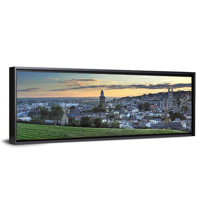 Cork Sunset Skyline Wall Art as a framed canvas