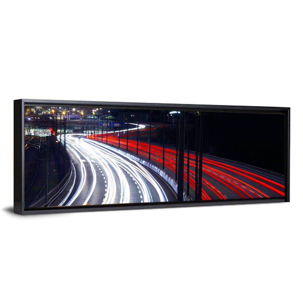 Night Highway Light Trails Wall Art