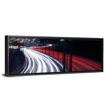 Night Highway Light Trails Wall Art