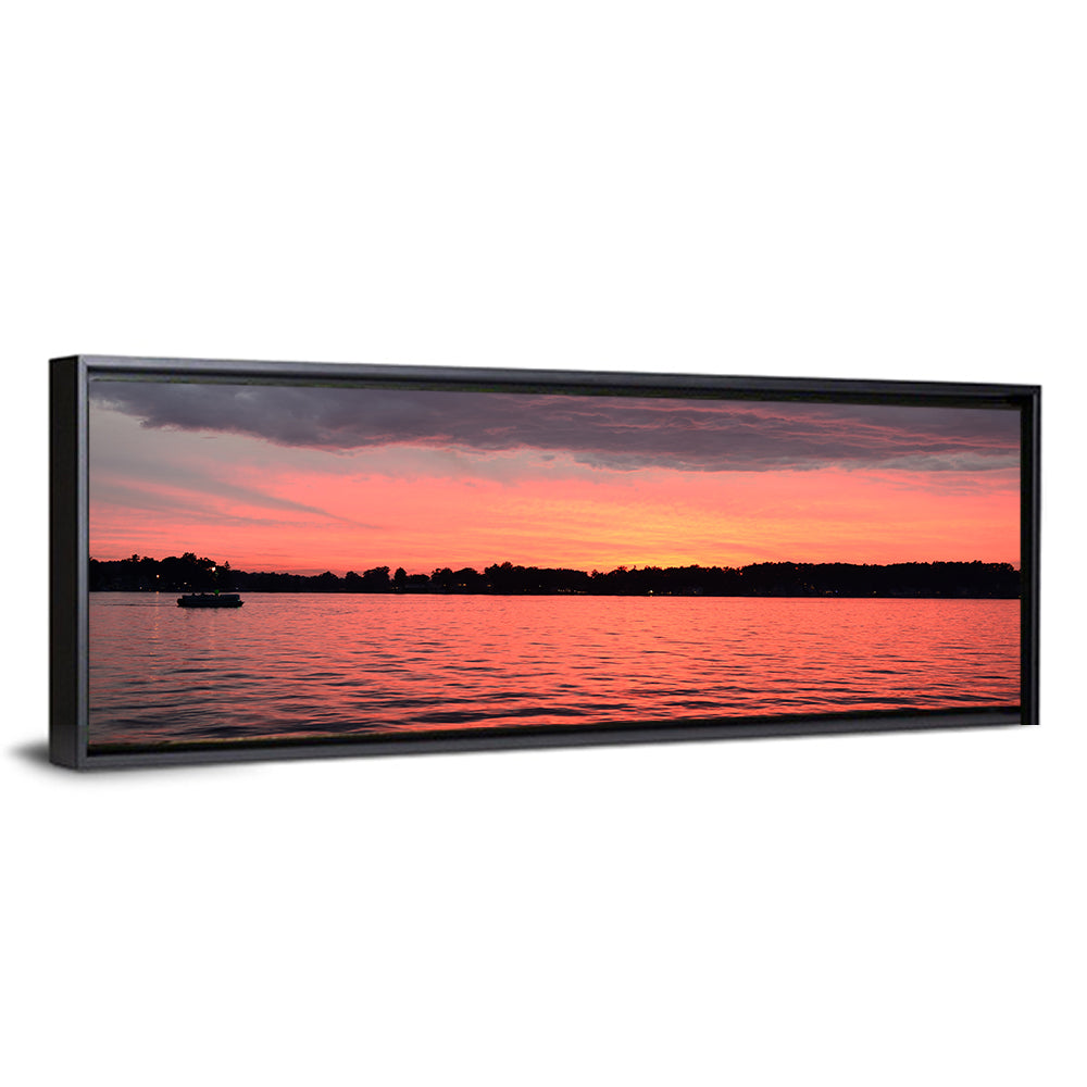 Lake James Sunset with Boat Wall Art