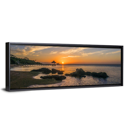 Roatan Pier Sunset Wall Art