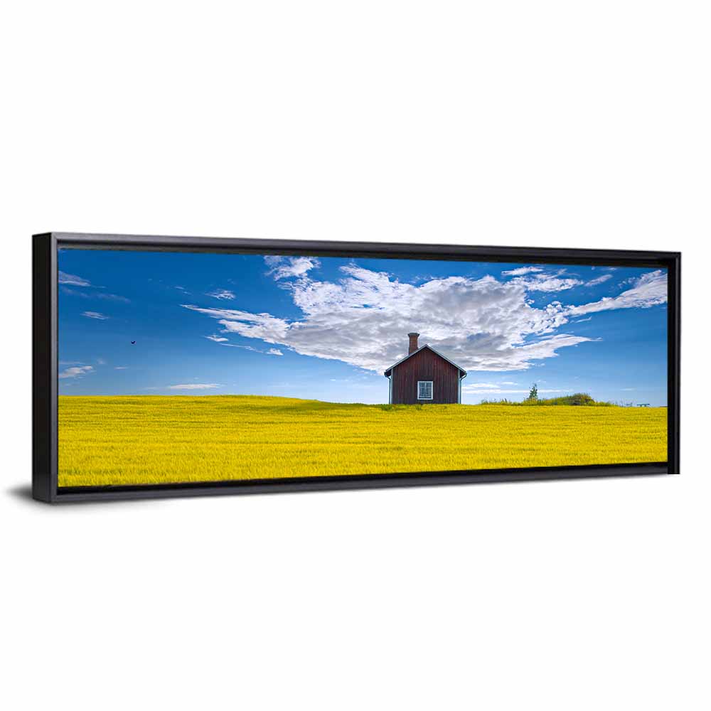 Red Barn in Golden Wheat Field Wall Art